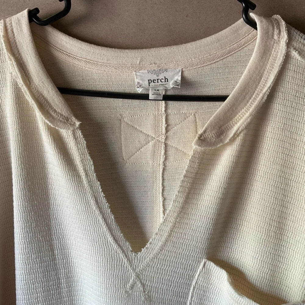 Perch by blu pepper top. Cream. Long sleeve. Size 1X